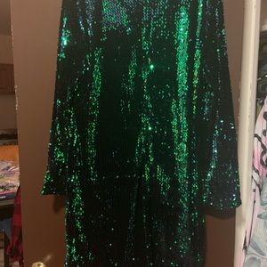 Sequin low v neck dress